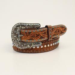 Angel Ranch Tooled Belt with Painted Feather and Arrow