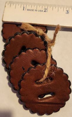 Slotted Leather Rosettes, Set of 4 - 2" Dark Oil