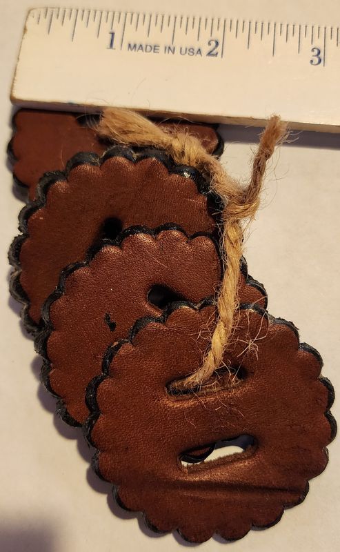 Slotted Leather Rosettes, Set of 4 - 2" Dark Oil