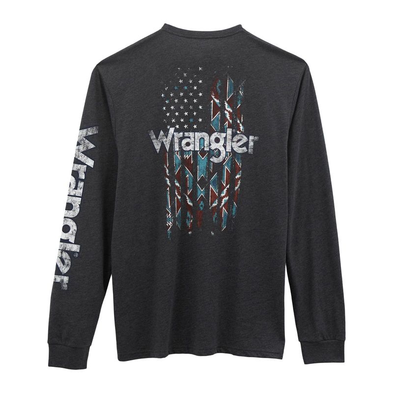Wrangler® Graphic Long Sleeve T-shirt - Regular Fit - Caviar Heather