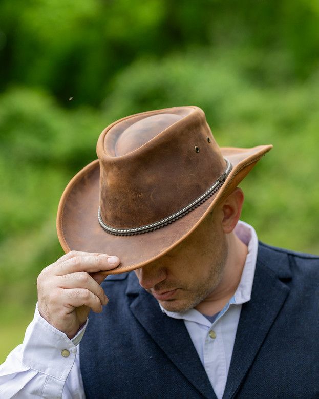 Outback Pardoner  Leather Hat, Brown