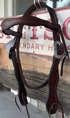 Circle L Headstall - Fancy Buckle, Color: Dark OIl Scalloped Brow w/Shell Tooling