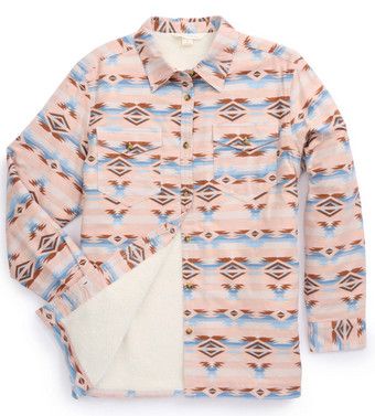 Women's Ely Walker Flannel Aztec Print Shacket with Sherpa Lining Women's Ely Walker Flannel Aztec Print Shacket with Sherpa Lining