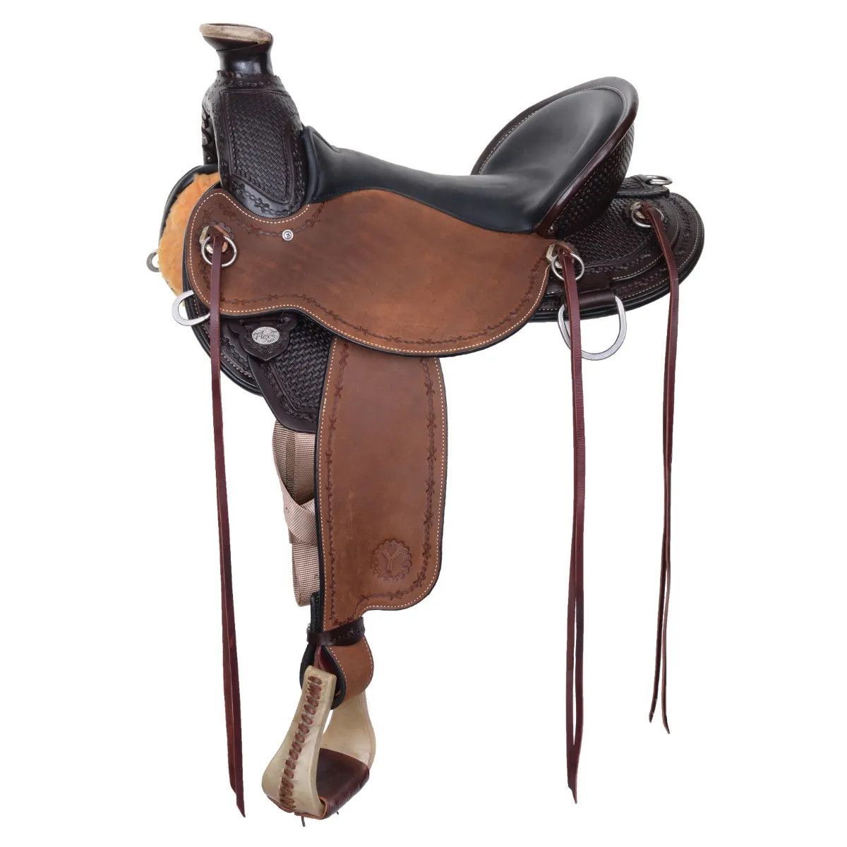 16" Wide Bar Circle Y Oakwood Flex2 Trail Saddle