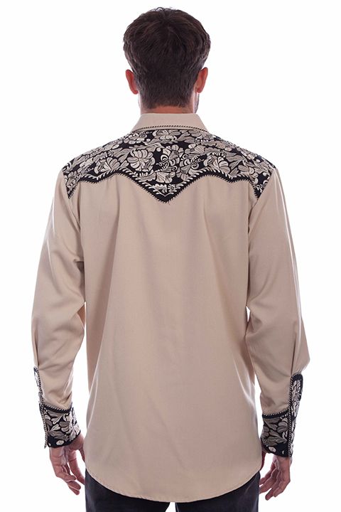 Men's Scully Floral Tooled Embroidered Shirt