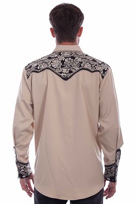 Men's Scully Floral Tooled Embroidered Shirt