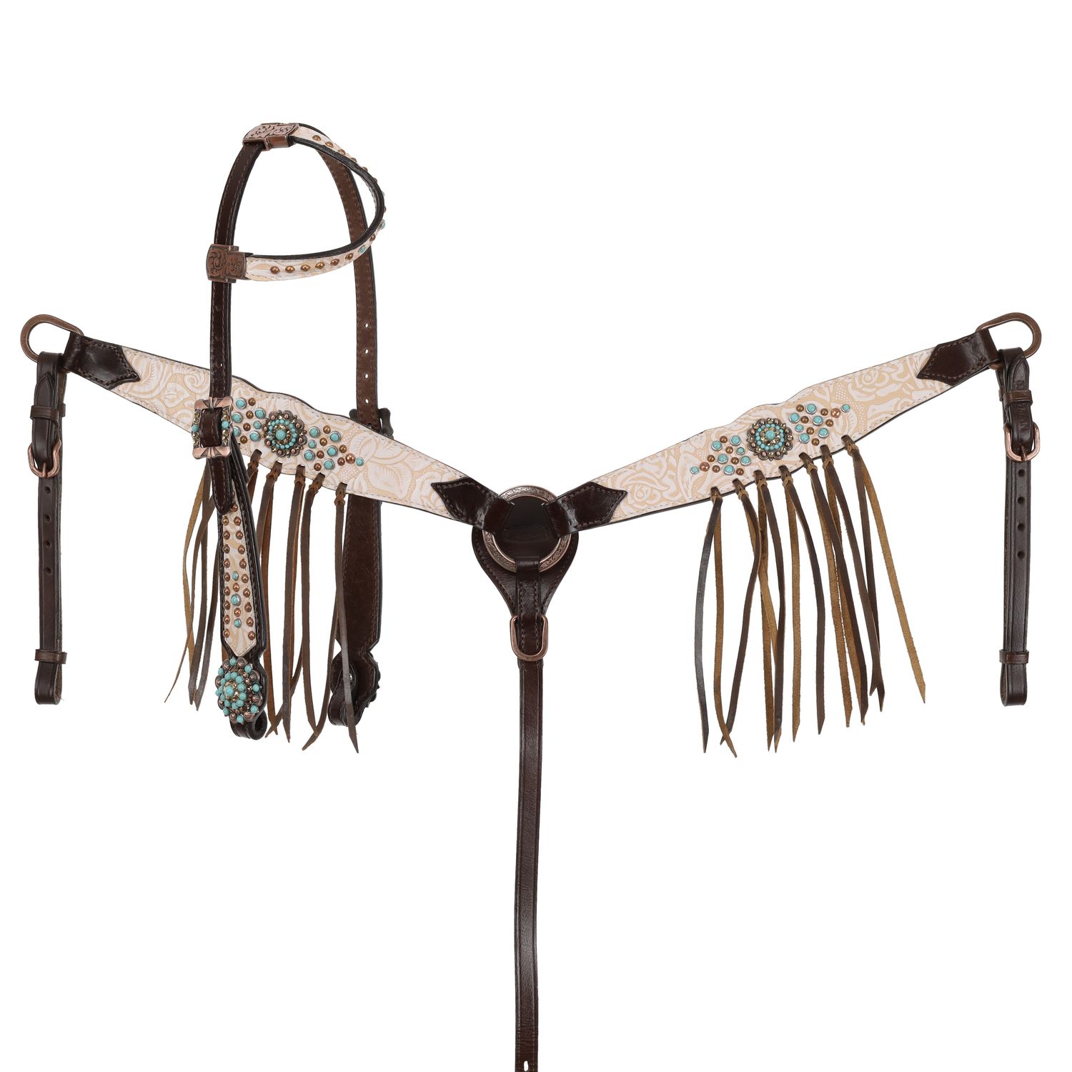 Tack Set - Showman Blushed Rose One Ear Headstall and Breastcollar Set
