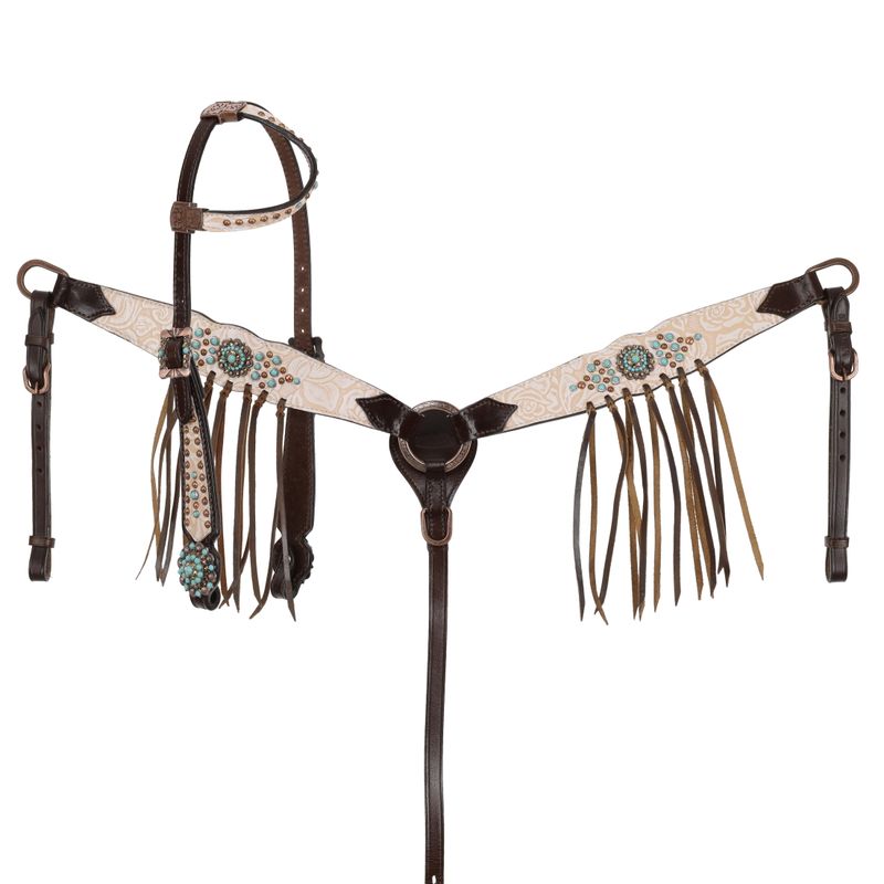 Tack Set - Showman Blushed Rose One Ear Headstall and Breastcollar Set