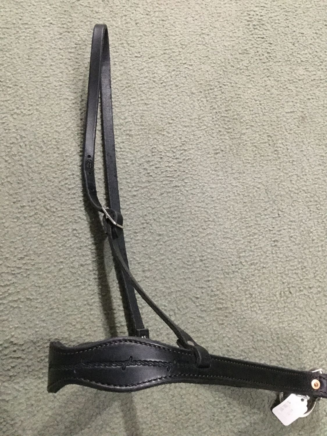 Circle L Leather Tie Down Noseband - Horse Size, Color: Black Barb Wire