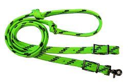 Nylon Soft Touch Flat Braid Game Rein 7/8"x 7.5' , Color: Lime/Black