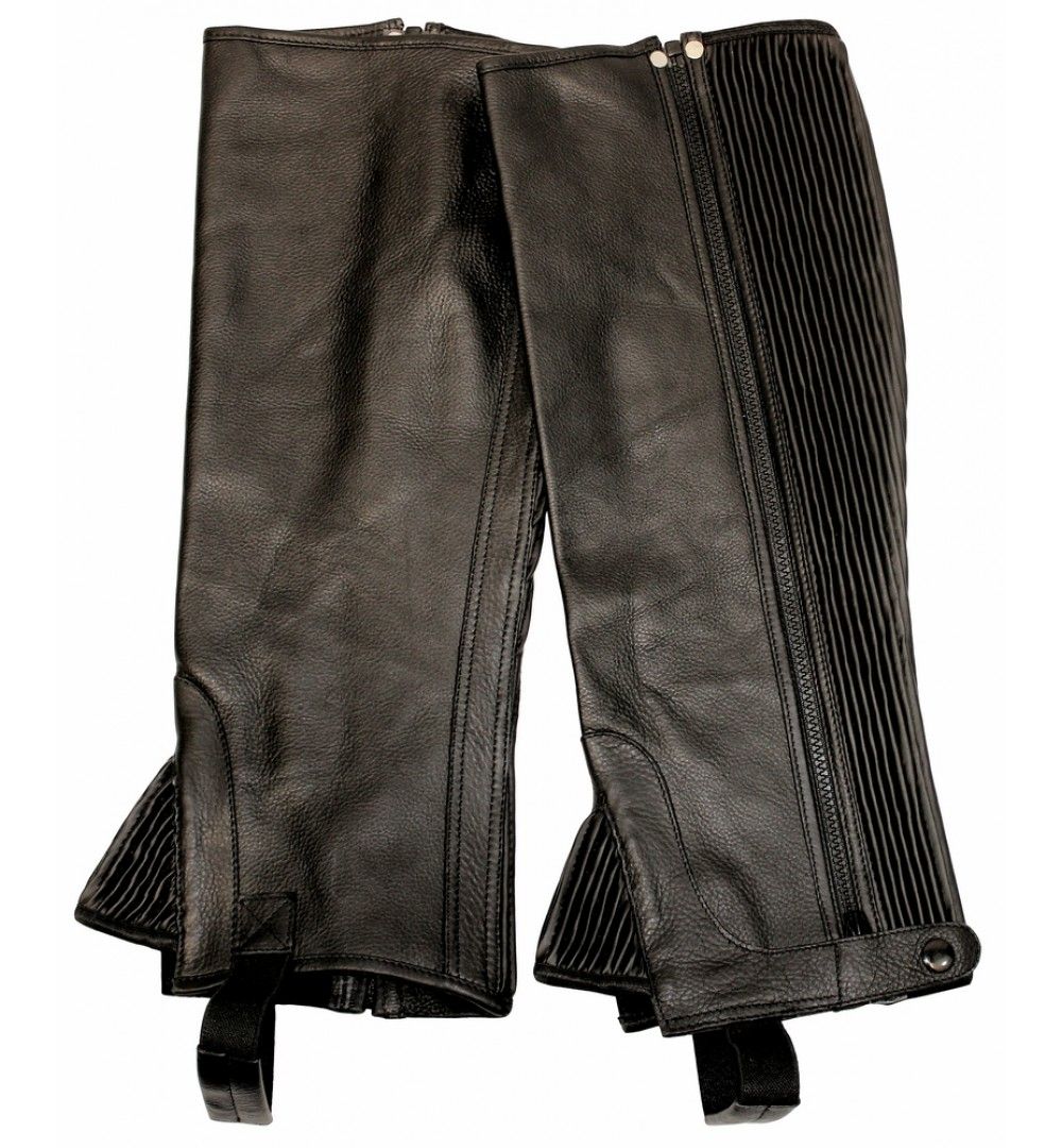 Plus Rider Full Grain Black Half Chap, Size: XX-Wide/Short