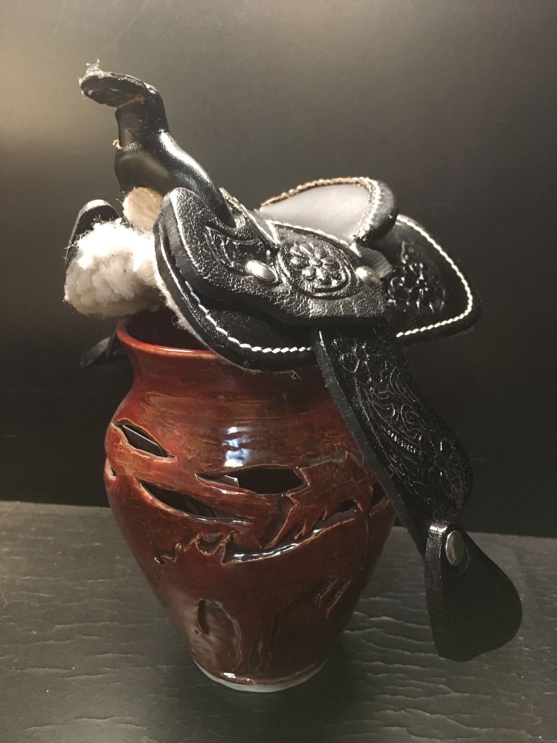 Ornament - Mini Decorative Saddle, Color: Black