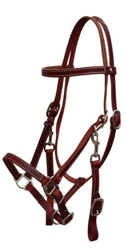 Showman Leather Halter Bridle Combo, Size: Full - Dark