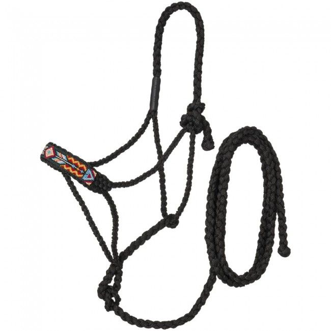 Beaded Mule Tape Halter with Lead, Color: Black Arrow