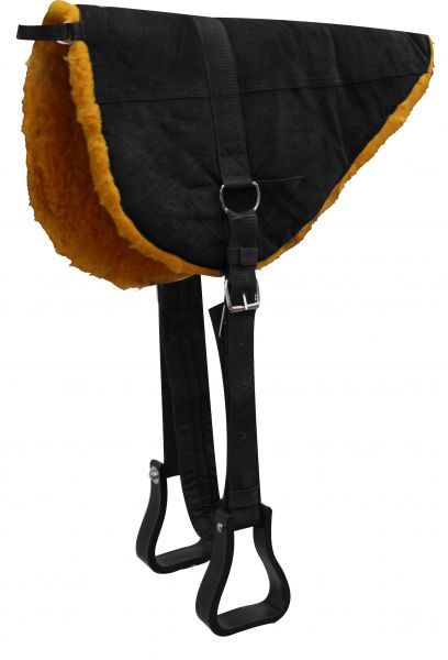 Suede Horse Size Bareback Pad w/ Stirrups, Color: Black