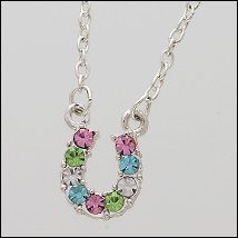 Necklace - Rhinestone Horseshoe, Color: Multi