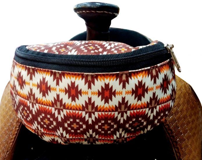 Insulated Pommel Pouch, Color: Red Aztec Print