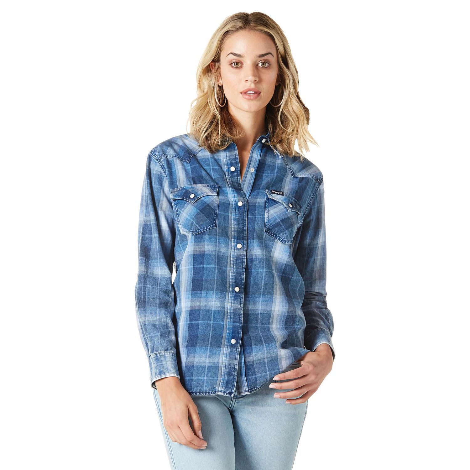 Women's Wrangler Retro Americana Shirt-Denim, Size: XS