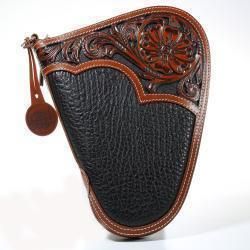Leather Handgun Case - Floral Tooled, Black