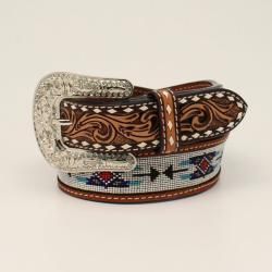 Adult Angel Ranch Tooled Belt with Beaded Inlay