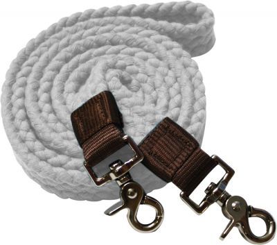 Cotton Braided Roping Reins w/Snaps, Color: White