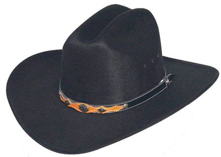 WEX Faux Felt Cowboy Hat w/ Concho Hat Band - Black, Size: Kids
