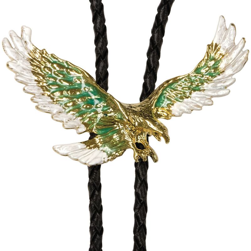 Bolo Tie - Soaring Eagle w/Turquoise Enamel