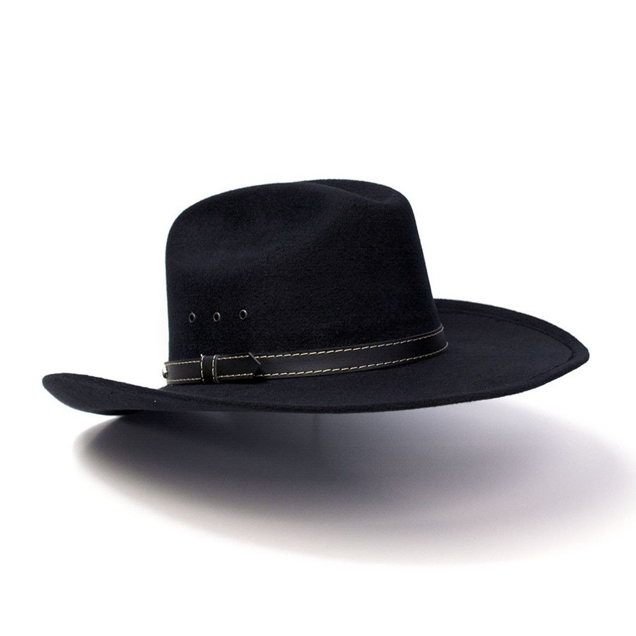 WEX Faux Felt Cowboy Hat w/ Concho Hat Band - Black
