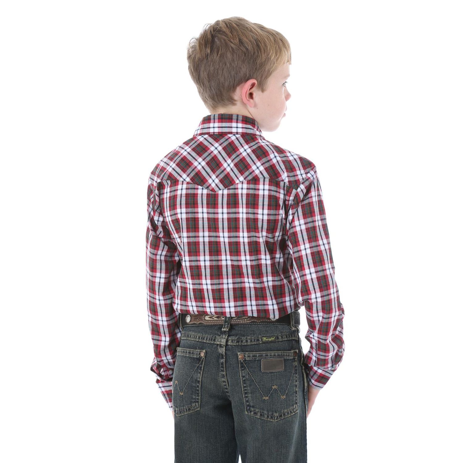 Boy's Wrangler LS Dress Western Plaid Shirt - VARIOUS