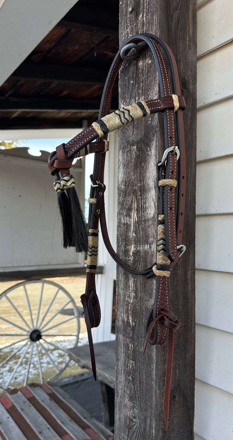 Justin Cody Futurity Headstall with Rawhide and Horsehair