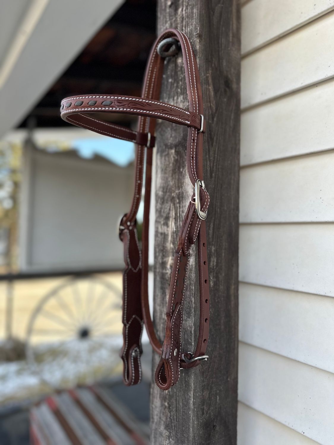 Justin Cody Browband Headstall with Buckstitch, Color: Black Buckstitch