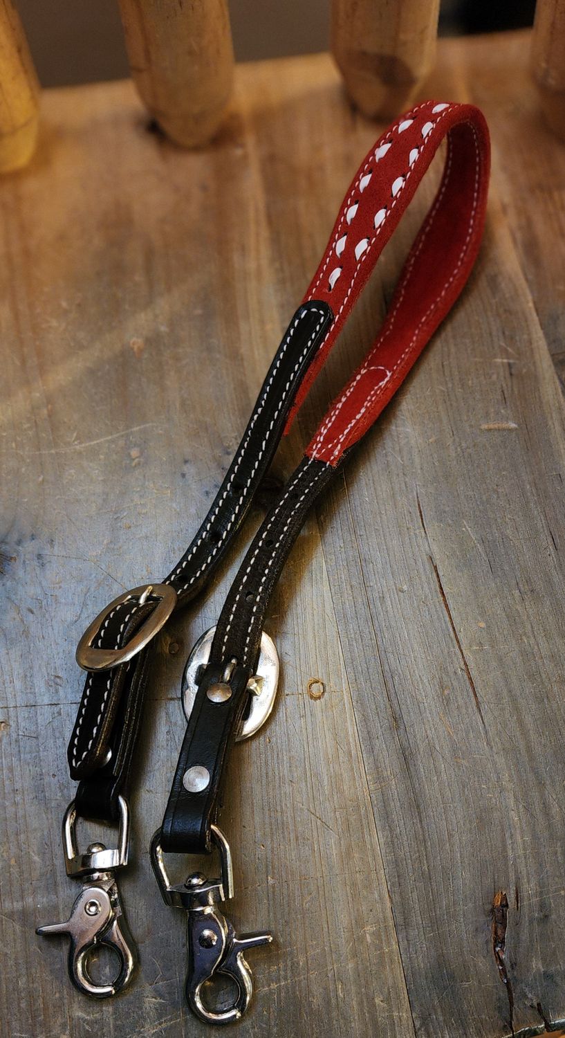 Wither Strap - Red Split Cowhide w/White Buckstitch