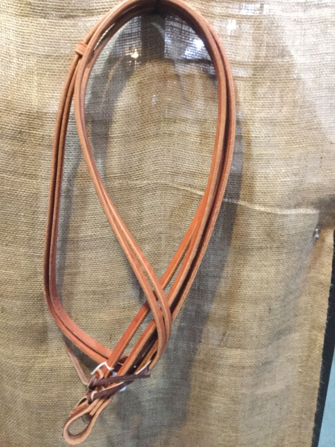 Leather Weighted Split Reins with Tie Ends - ~7' x, Size: 5/8" Lt. Oil