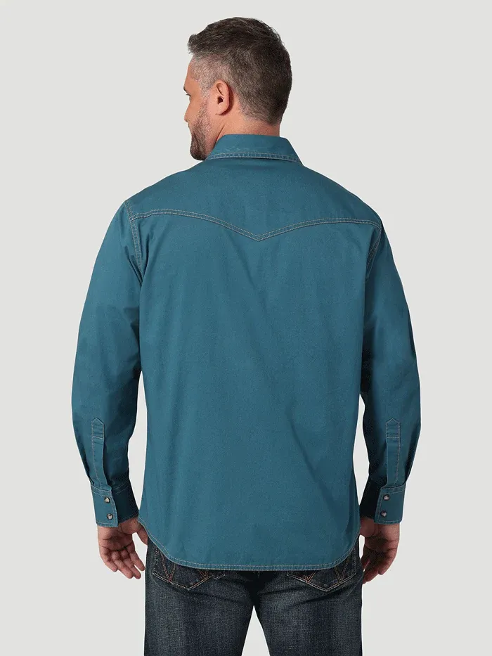 Men's Wrangler Retro Premium L-S Snap Shirt-Blue