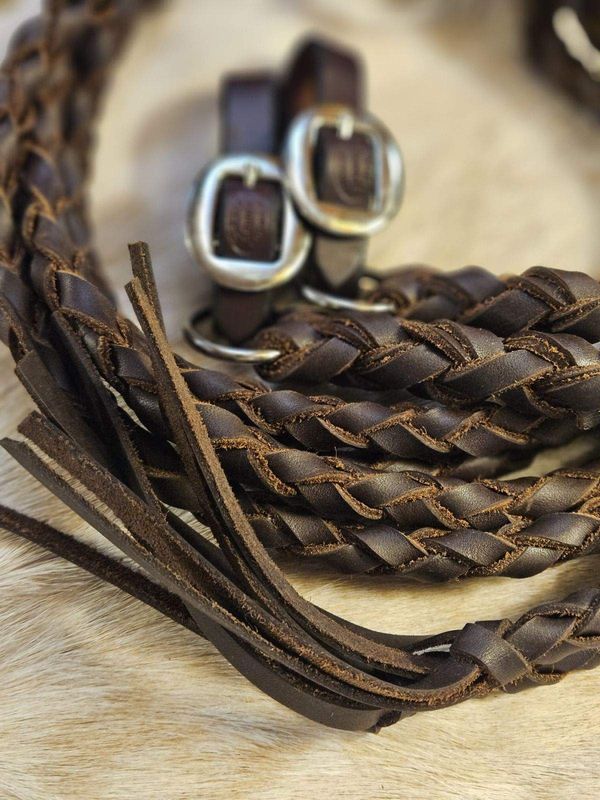Circle L Leather Braided Split Reins with Buckle Ends - 6.5'