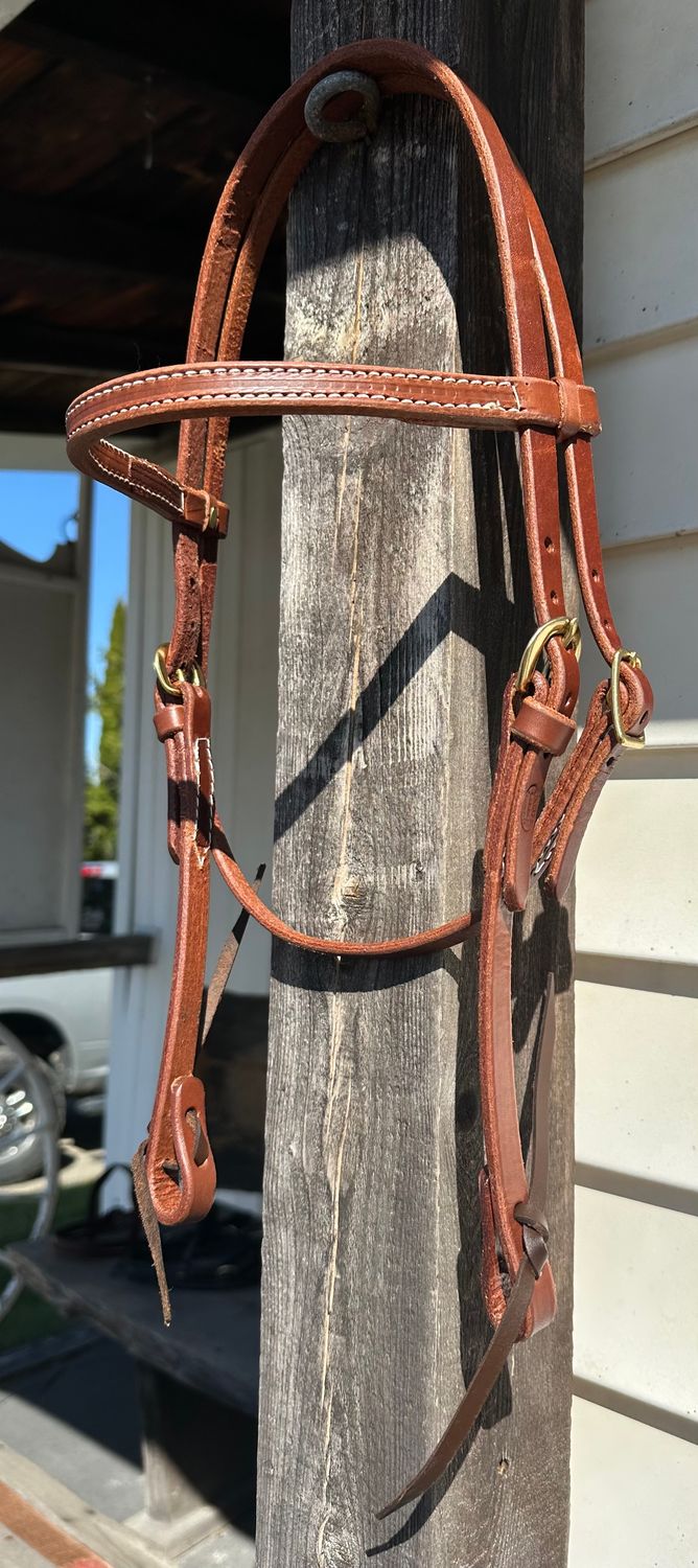 Circle L Harness Leather Working Headstall -  Horse Size, Color: Med. Oil