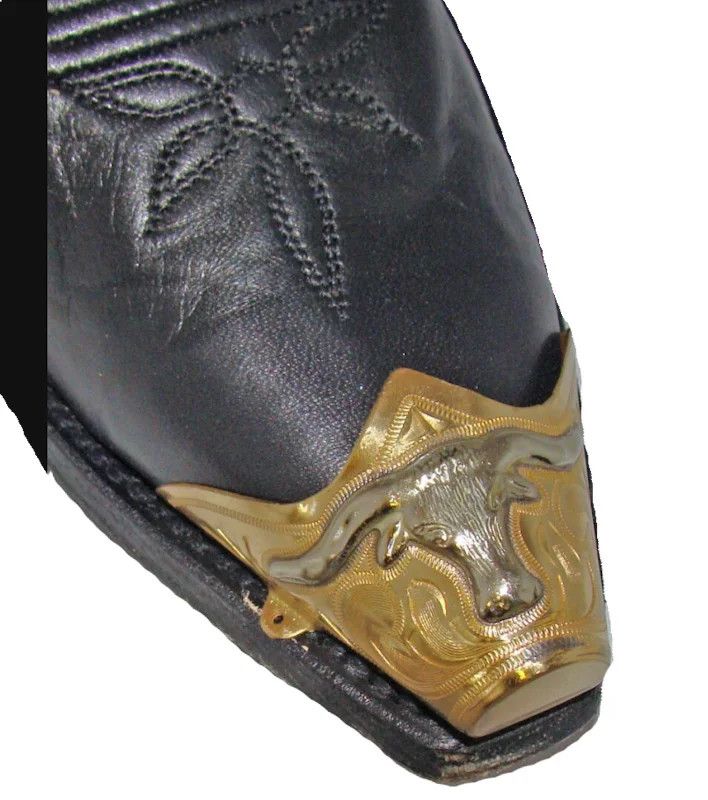 Boot Tip - Gold with Silver Longhorn