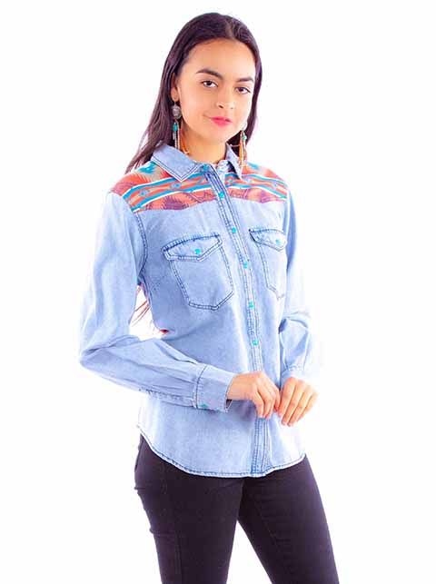Women's Scully Aztec Denim Shirt