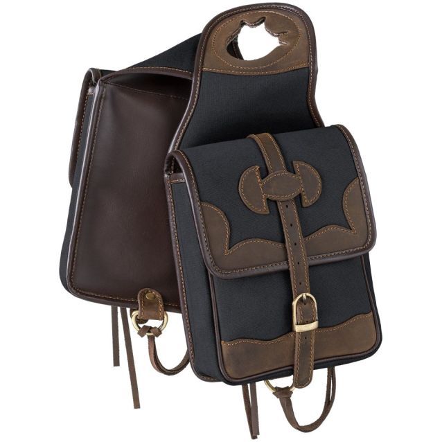 Canvas Horn Bag with Leather Accents