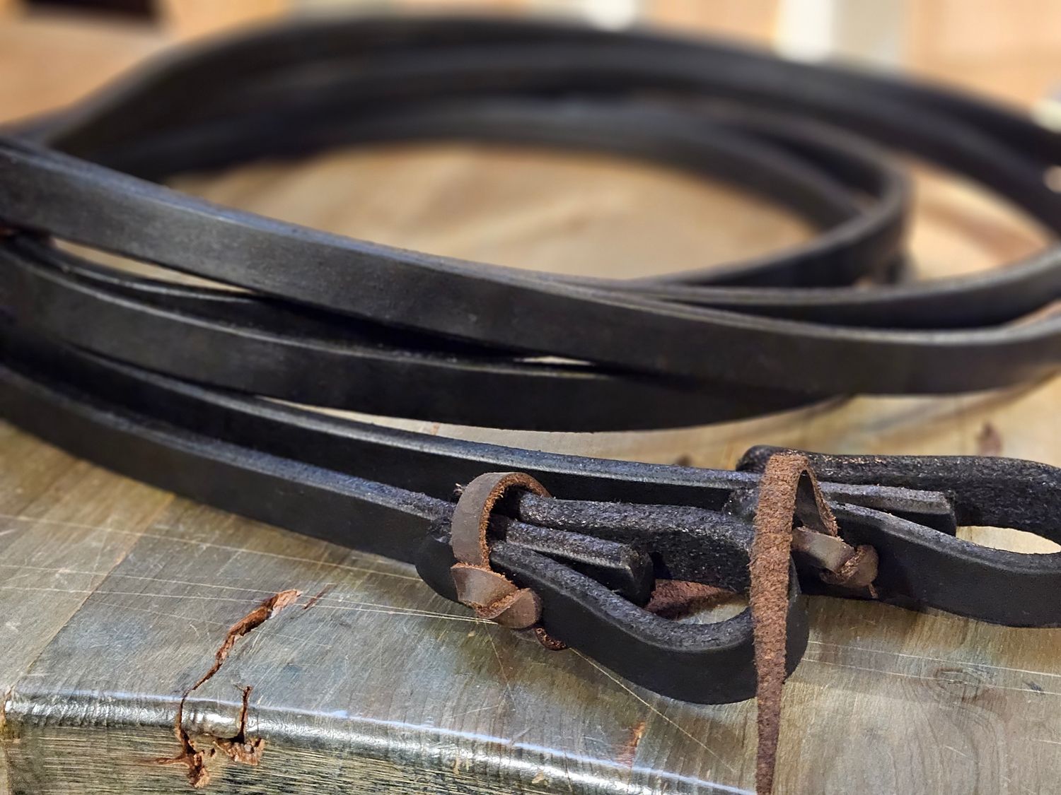 Circle L Leather Split Reins w/ Tie Ends - 7' x 5/8", Black