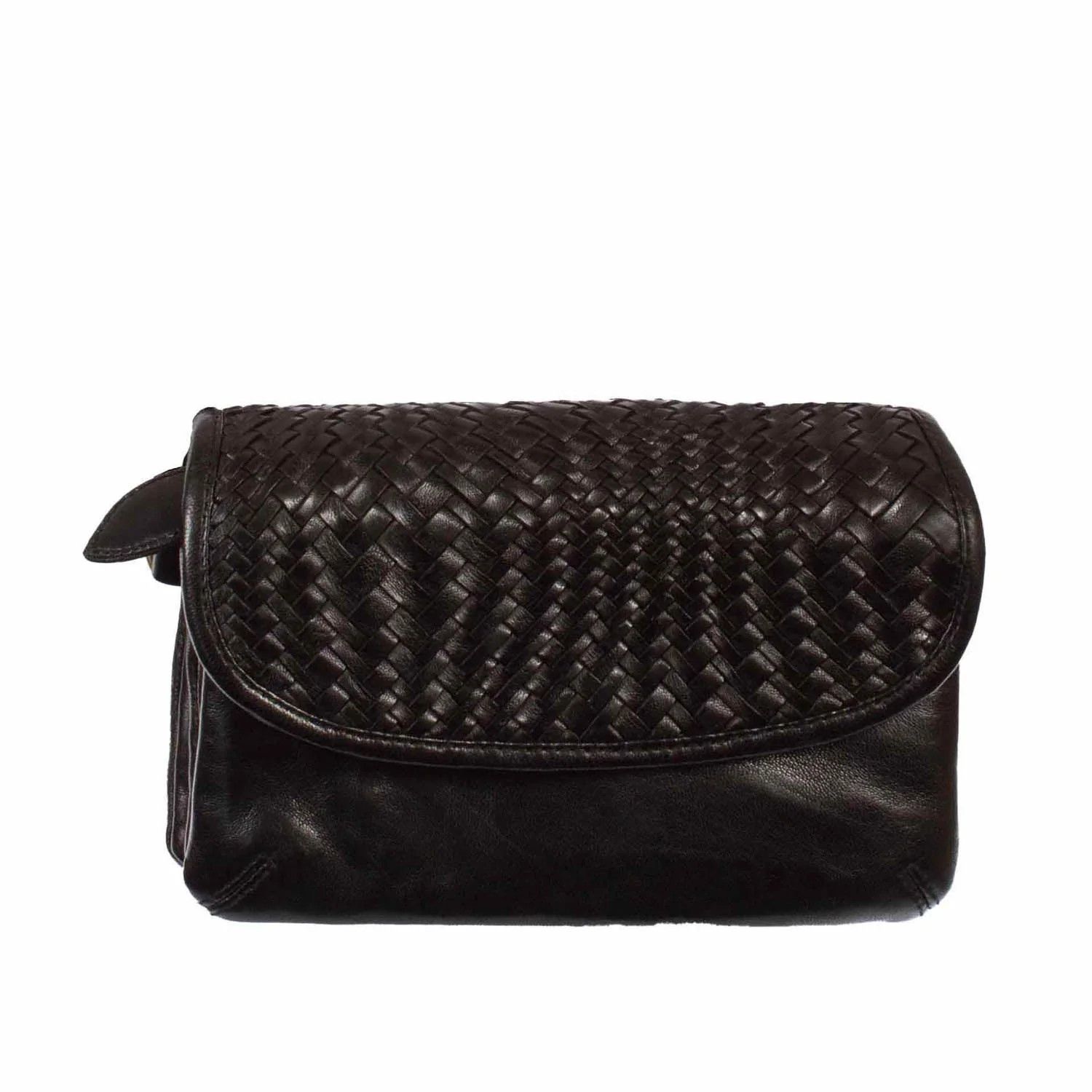 Handbag - Black Leather Cross Body/Clutch