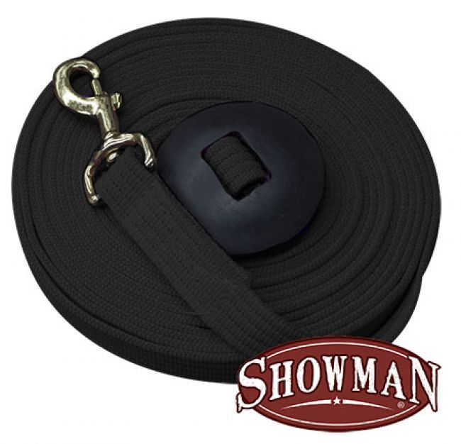 Showman Lunge Line With Snap, Color: Black