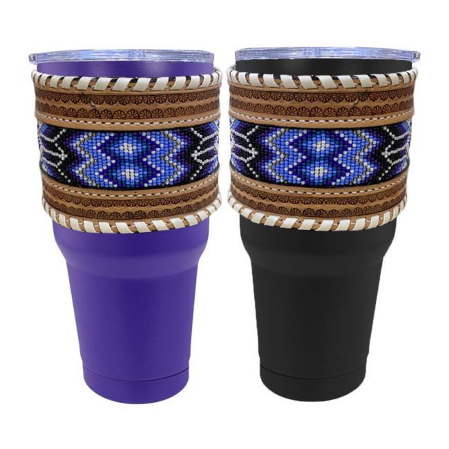 Tumbler - 30 oz. with Removable Beaded Leather Cuff