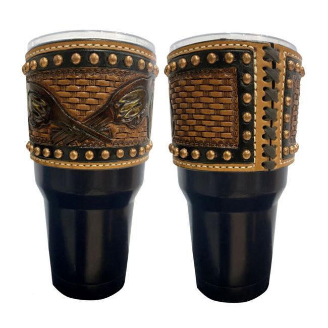 Tumbler - 30 oz. with Tooled Leather Sleeve