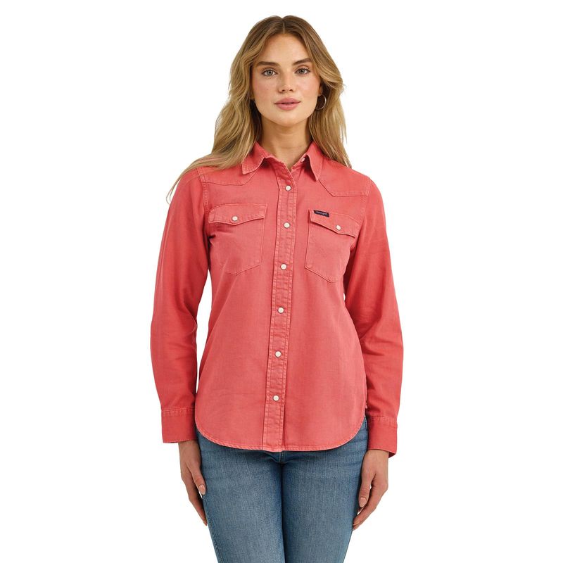 Women's Wrangler Retro® Punchy Vintage Cowboy Snap Top - Coral