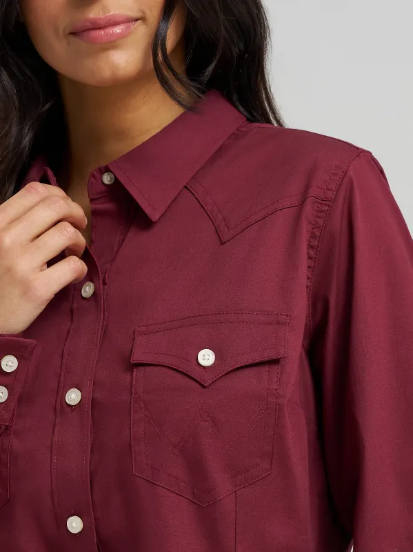 Women's Wrangler Retro® Long Sleeve Solid Shirt - Windsor Wine