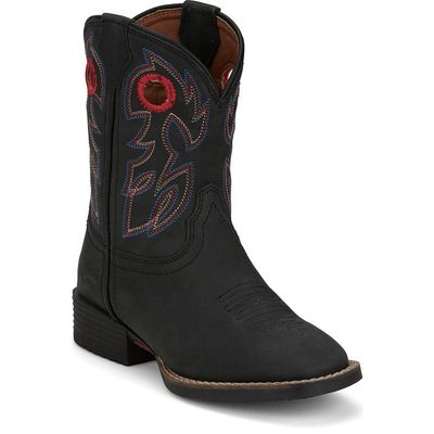 Children's Justin Bowline Junior Shadow Black Water Buffalo Boots