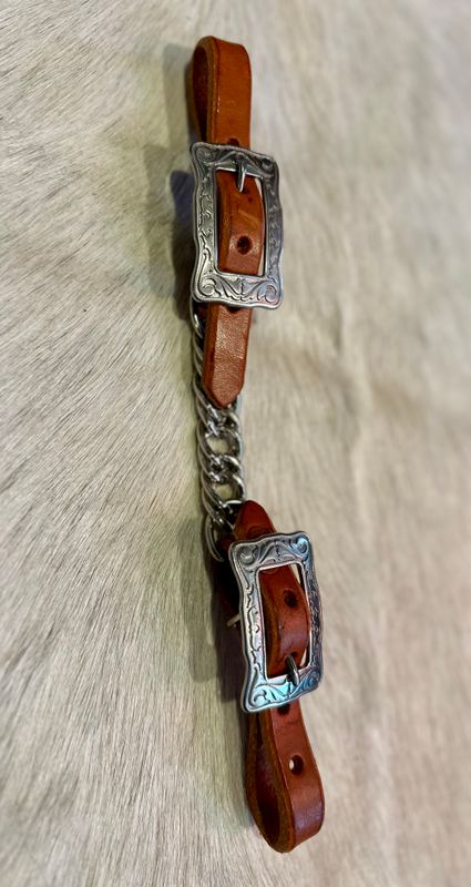 Curb Chain  Leather w/Fancy/Show Buckle - Light Oil