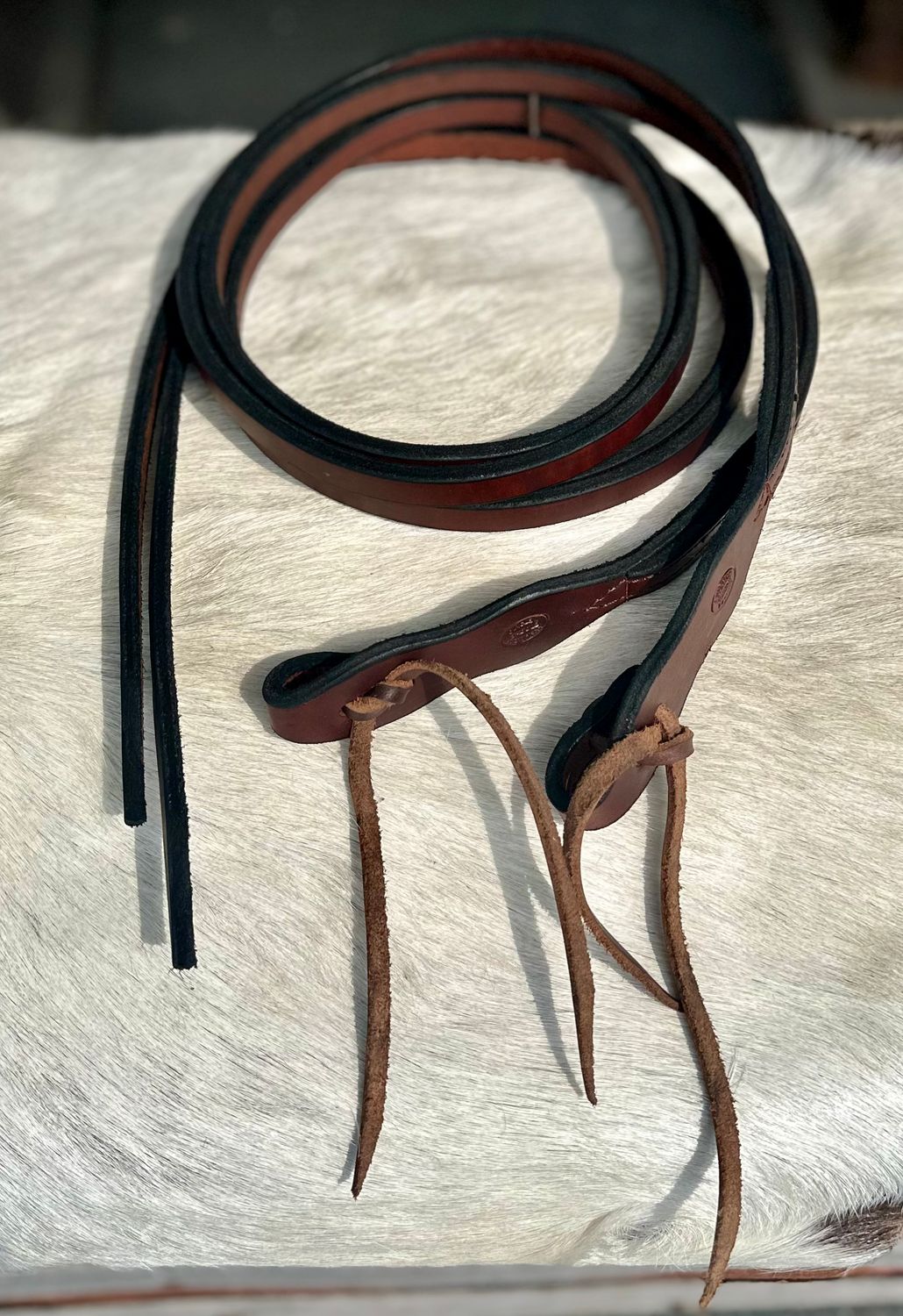 Circle L Leather Reins w/Scalloped Bit Loops and Tie Ends - 7'x5/8"