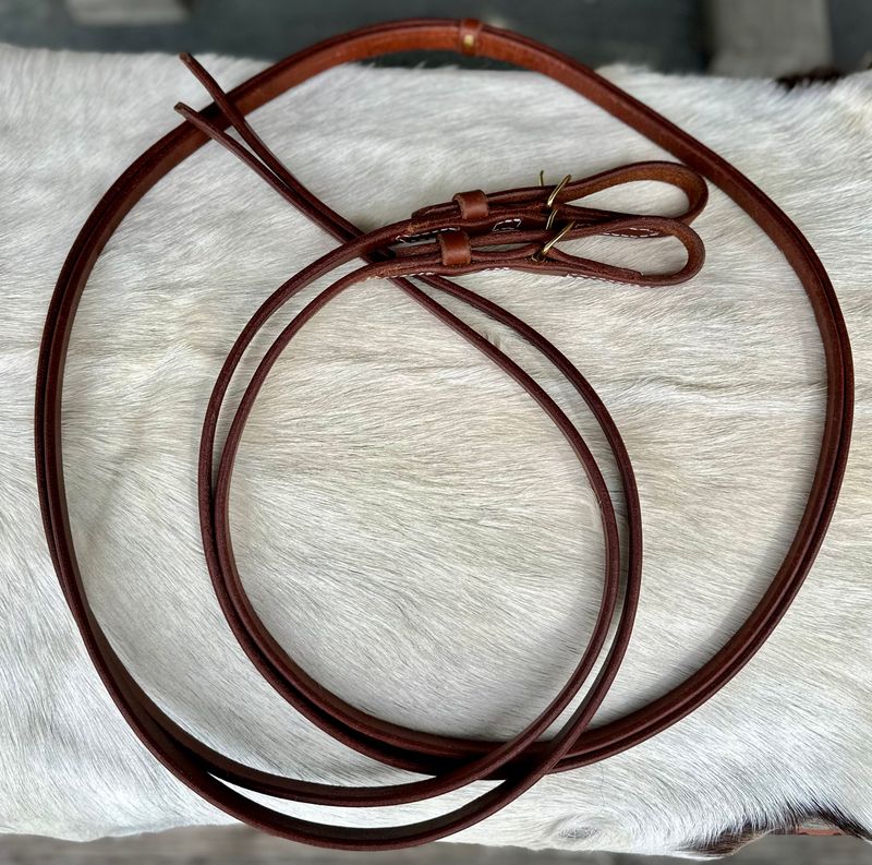 Circle L Leather Split Reins w/Brass Tongue Buckle Bit Attachment